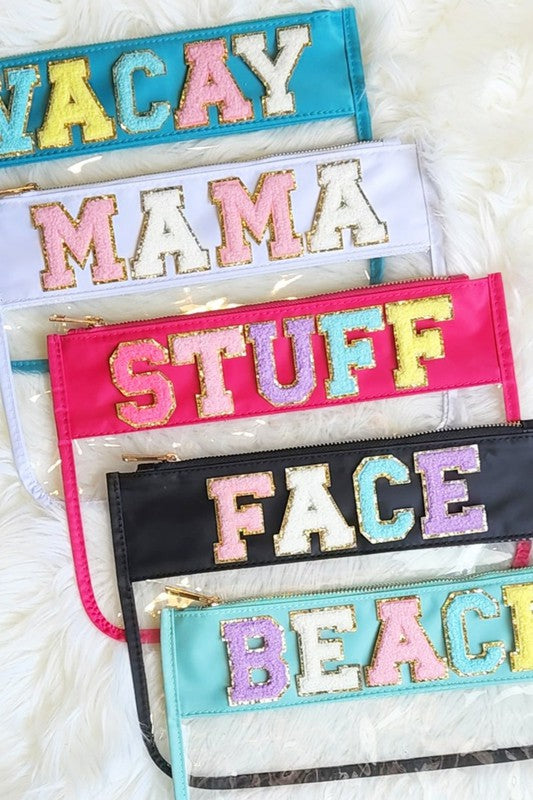 Varsity Letter Clear Pouch Travel Organizer - Summer at Payton's Online Boutique