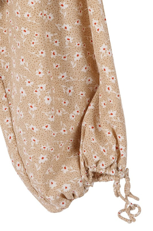 Square Neck Floral Long Sleeve Crop Top - Summer at Payton's Online Boutique