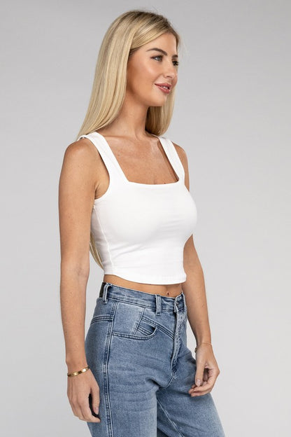 Cotton Square Neck Cropped Cami Top - Summer at Payton's Online Boutique