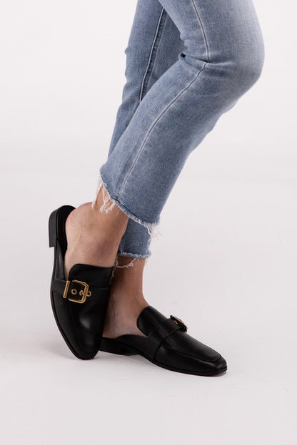 Chantal Buckle Backless Slide Loafer Shoes