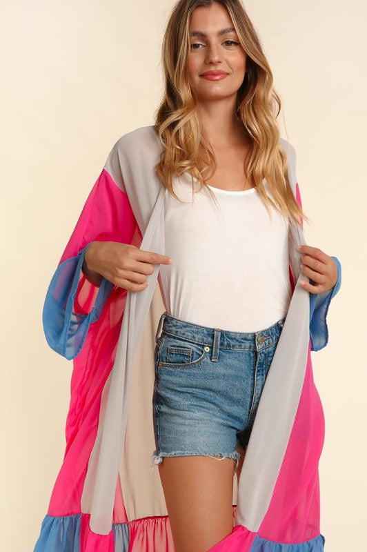 Multi Chiffon Open Cardigan Cover-Up