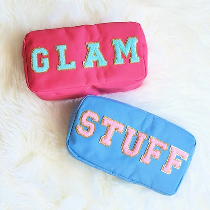 Varsity Letter Patch Makeup Bag Glam Stuff