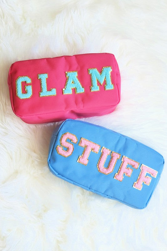 Varsity Letter Patch Makeup Bag Glam Stuff - Summer at Payton's Online Boutique