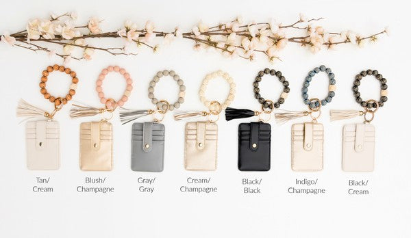 Leopard Beaded Key Ring Wallet Bracelet - Summer at Payton's Online Boutique