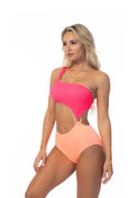 Textured Two-Tone One-Shoulder One Piece - Summer at Payton's Online Boutique