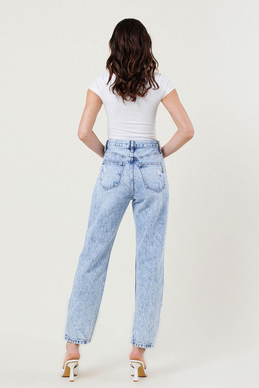 High-Waisted Straight Leg in Vintage Acid-Wash