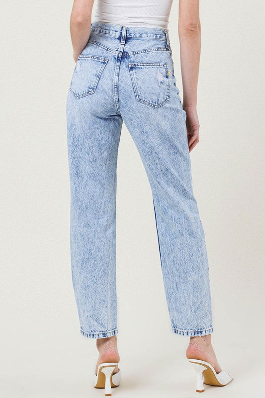 High-Waisted Straight Leg in Vintage Acid-Wash