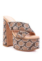 SINFUL HIGH PLATFORM PATTERNED DIAMANTE SLIDES - Summer at Payton's Online Boutique