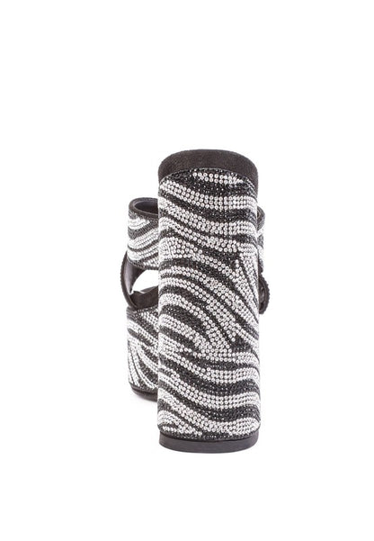 SINFUL HIGH PLATFORM PATTERNED DIAMANTE SLIDES - Summer at Payton's Online Boutique