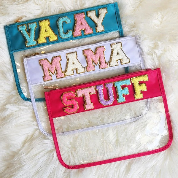 Varsity Letter Clear Pouch Travel Organizer - Summer at Payton's Online Boutique