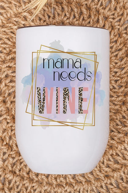 Mama Needs Wine Leopard Wine Tumbler