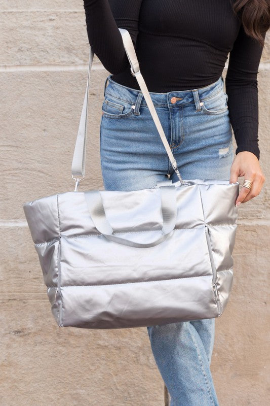 Metallic Puffer Tote - Summer at Payton's Online Boutique