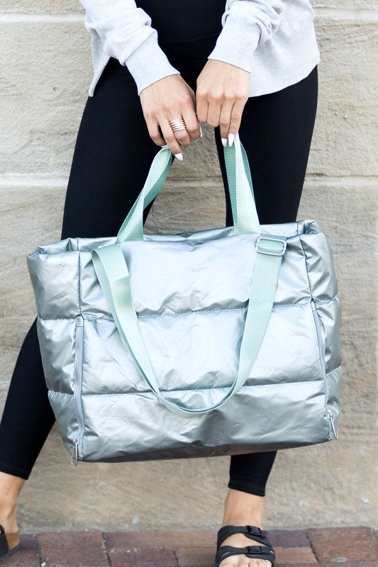 Metallic Puffer Tote - Summer at Payton's Online Boutique