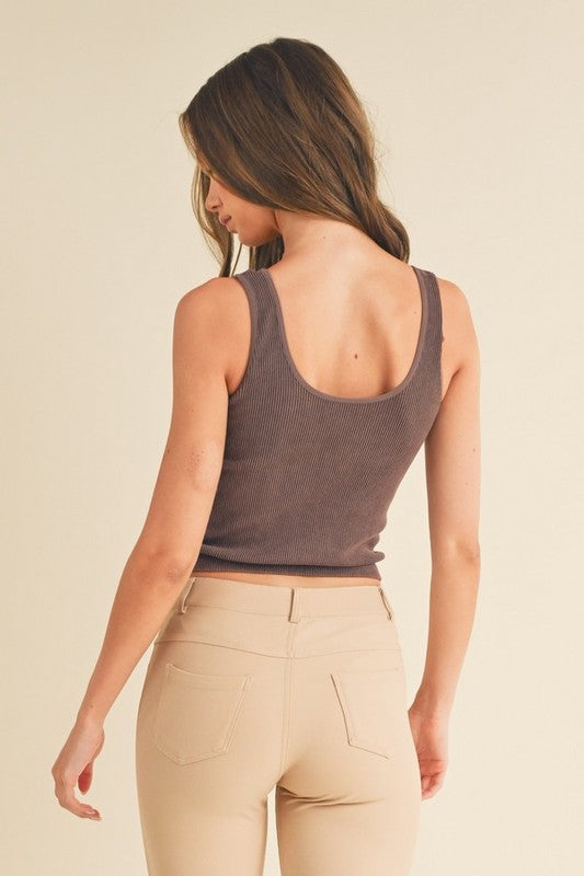 Seamless Reversible Stonewashed Ribbed Tank - Summer at Payton's Online Boutique