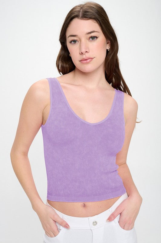 Seamless Reversible Stonewashed Ribbed Tank - Summer at Payton's Online Boutique