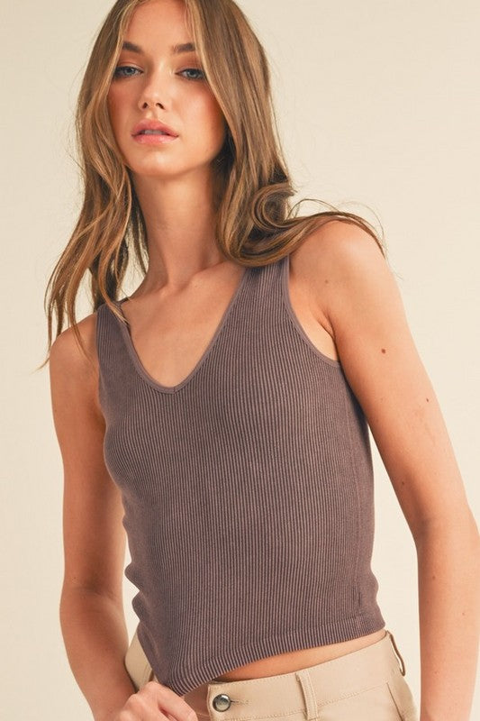 Seamless Reversible Stonewashed Ribbed Tank - Summer at Payton's Online Boutique