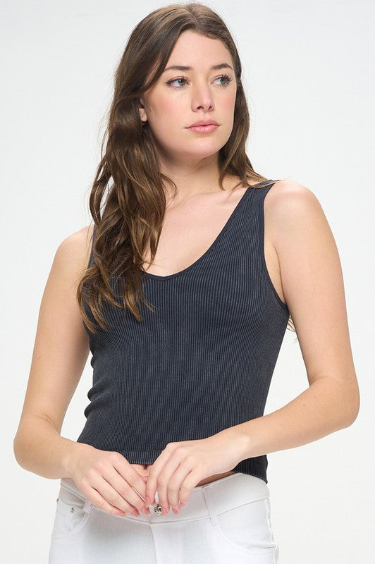 Seamless Reversible Stonewashed Ribbed Tank - Summer at Payton's Online Boutique