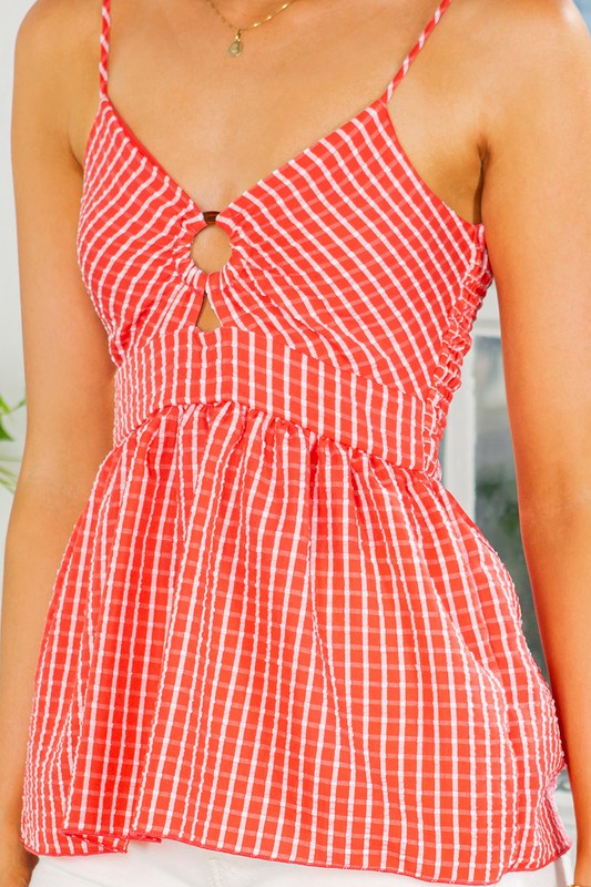Smocked Back Gingham Peplum Top-3 Colors - Summer at Payton's Online Boutique