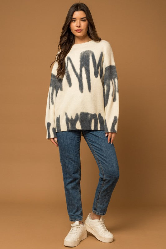 Long Sleeve Spray Print Sweater - Summer at Payton's Online Boutique