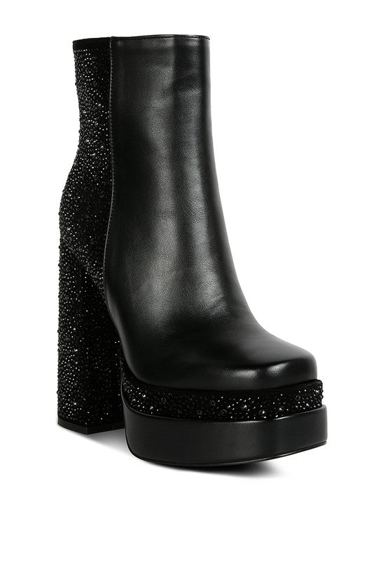Dryday Diamante Zip Up Block Heel Boots - Summer at Payton's Online Boutique