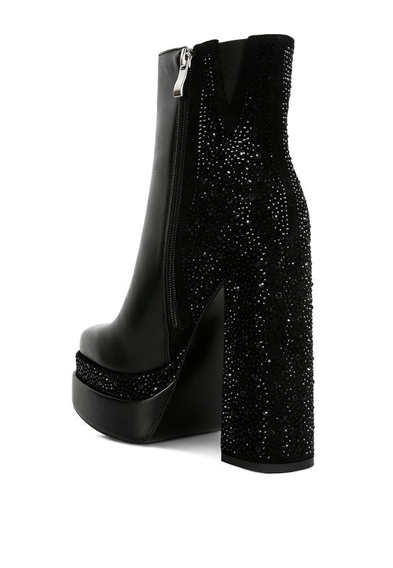 Dryday Diamante Zip Up Block Heel Boots - Summer at Payton's Online Boutique