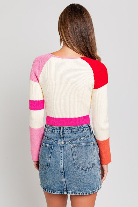 Long Sleeve Color Block Stripe Knit Top - Summer at Payton's Online Boutique