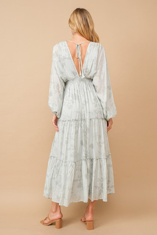 Jacquard Floral Dolman Maxi Dress - Summer at Payton's Online Boutique