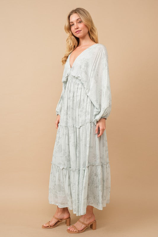 Jacquard Floral Dolman Maxi Dress - Summer at Payton's Online Boutique