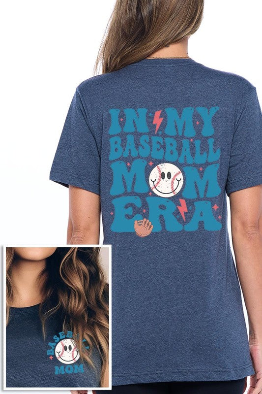 Heather Navy In My Baseball Mom Era Graphic T Shirt