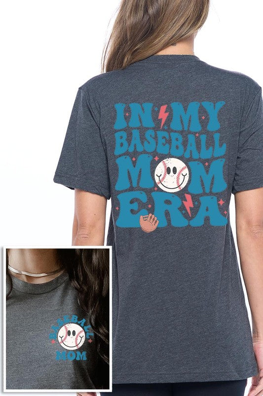 Dark Grey Heather In My Baseball Mom Era Graphic T Shirt