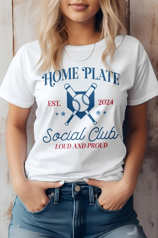White Home Plate Social Club Baseball Graphic Tee