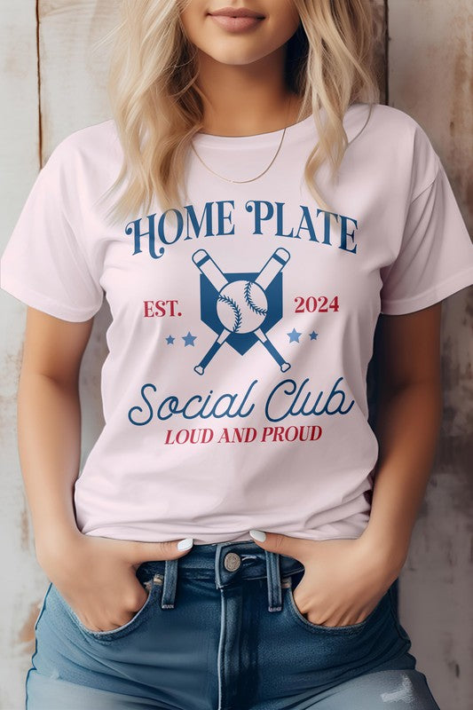 Soft Pink Home Plate Social Club Baseball Graphic Tee