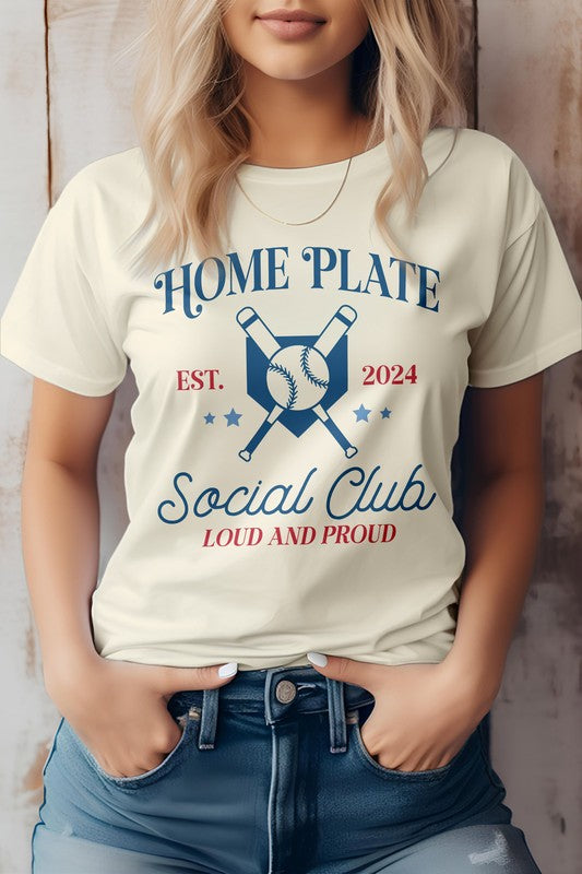 Natural Home Plate Social Club Baseball Graphic Tee