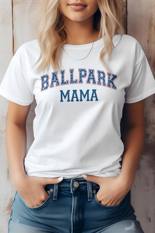 White Ballpark MAMA Baseball Graphic Tee