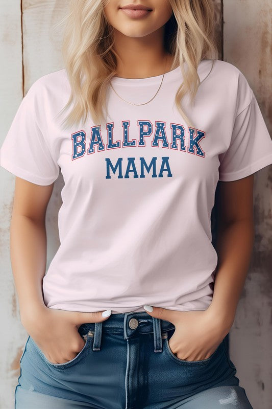 Soft Pink Ballpark MAMA Baseball Graphic Tee