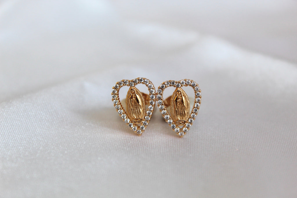 Our Lady of Guadalupe Heart Earrings