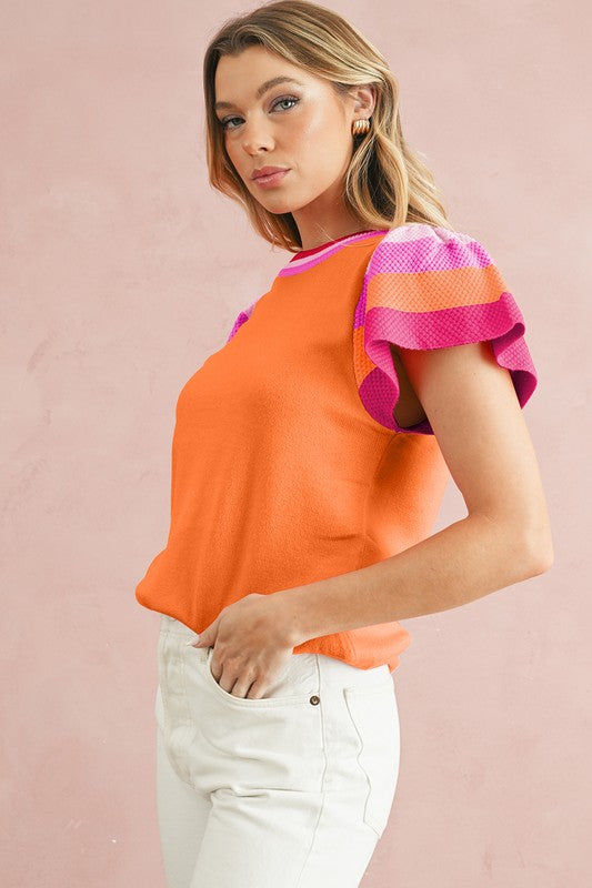 Stripe & Style Contrast Knit Top - Summer at Payton's Online Boutique