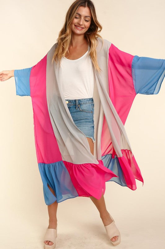 Multi Chiffon Open Cardigan Cover-Up