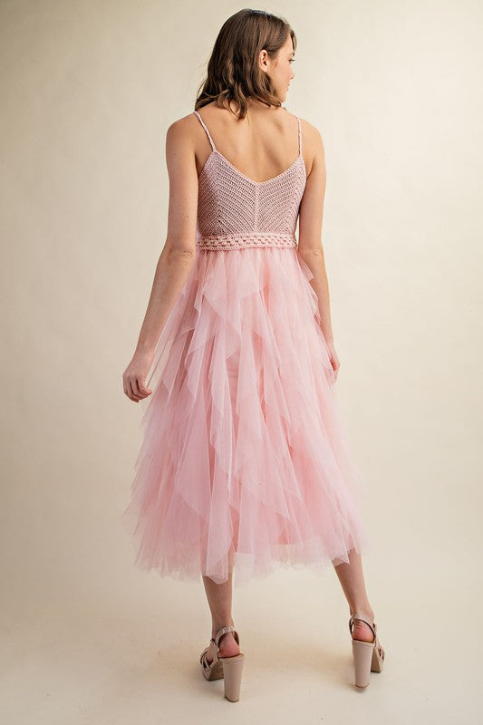 LOVELY TULLE MIDI CROCHET DRESS - Summer at Payton's Online Boutique