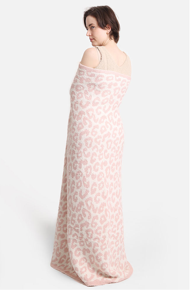 Super Soft Leopard Blanket in Light Pink
