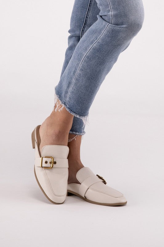 Chantal Buckle Backless Slide Loafer Shoes