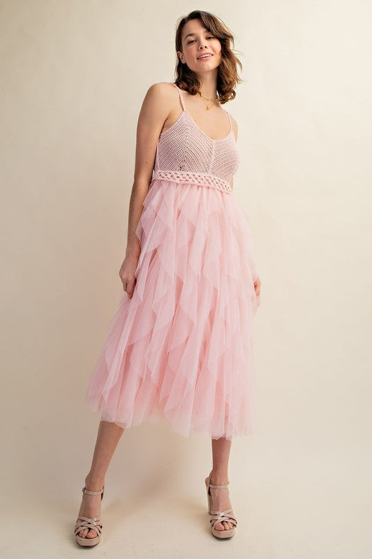 LOVELY TULLE MIDI CROCHET DRESS - Summer at Payton's Online Boutique
