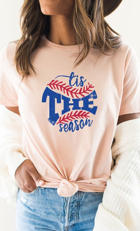 Heather Peach Tis The Season Baseball Graphic Tee-Plus Size