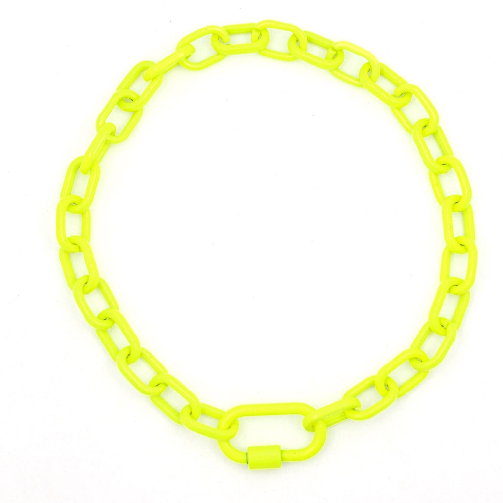 Luxe Link Enamel Chain Necklace, Neon Yellow