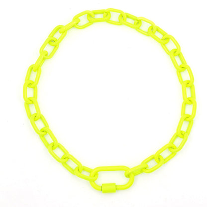 Luxe Link Enamel Chain Necklace, Neon Yellow