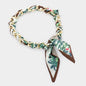 Link Flower Patterned Fabric Necklace – Adjustable 18" Oval Chain