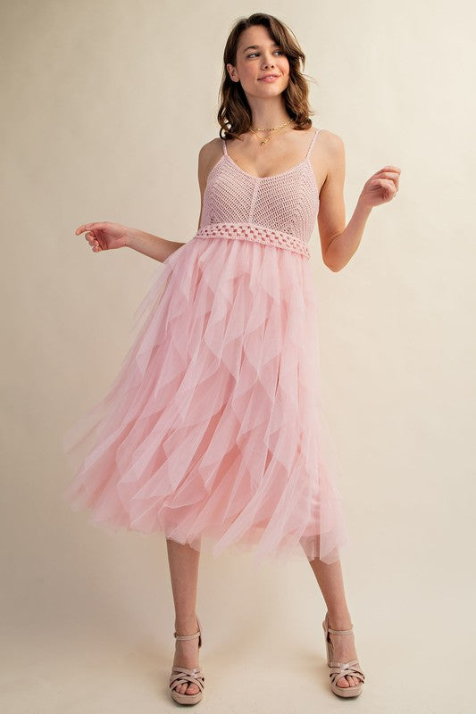 LOVELY TULLE MIDI CROCHET DRESS - Summer at Payton's Online Boutique