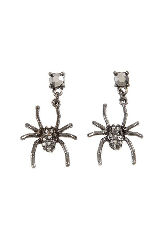 Dangle Rhinestone Spider Earrings - Summer at Payton's Online Boutique