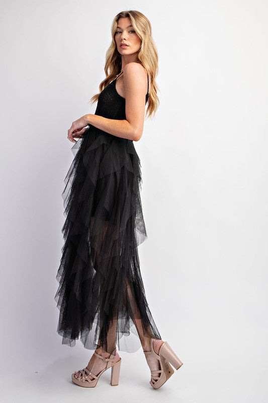 LOVELY TULLE MIDI CROCHET DRESS - Summer at Payton's Online Boutique
