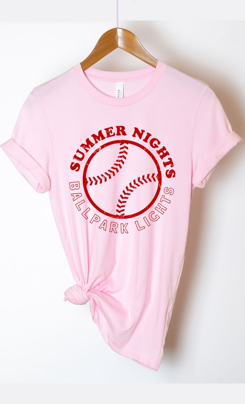 Pink Summer Nights and Ballpark Lights Baseball Graphic